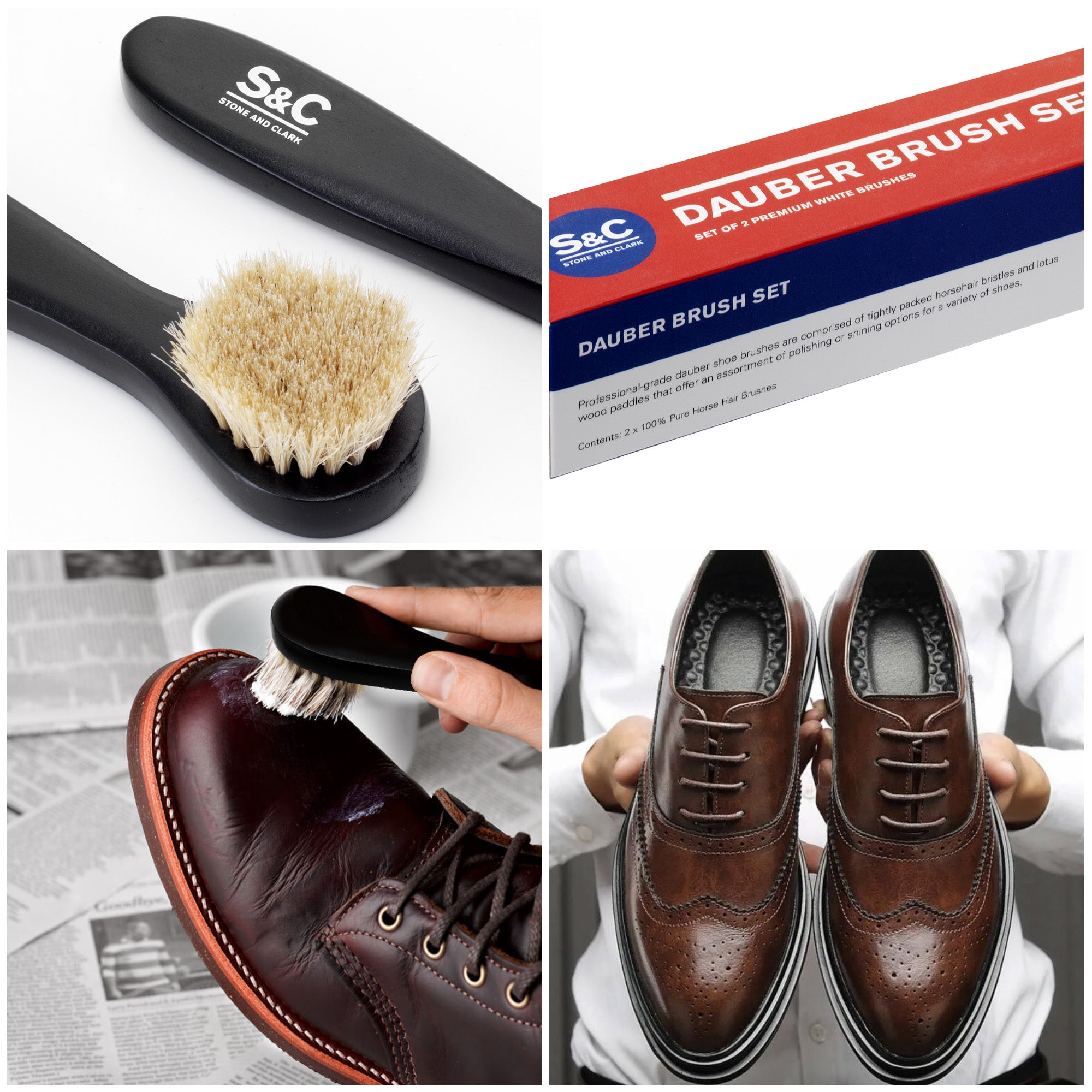 Shoe polish and brush set on sale