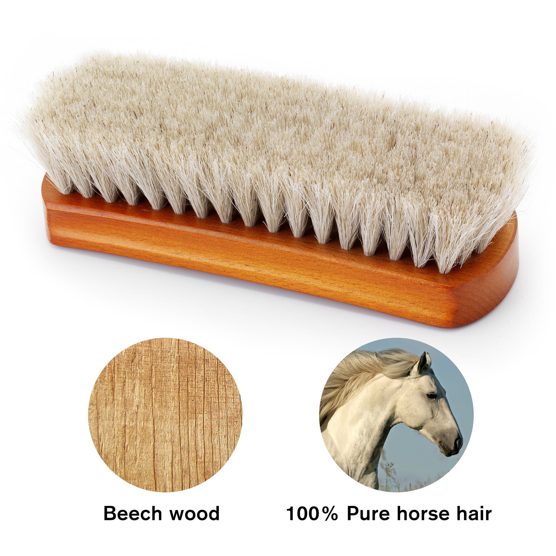 Wooden Shoe Brush Horsehair Brush Leather Stock Photo 2180843119