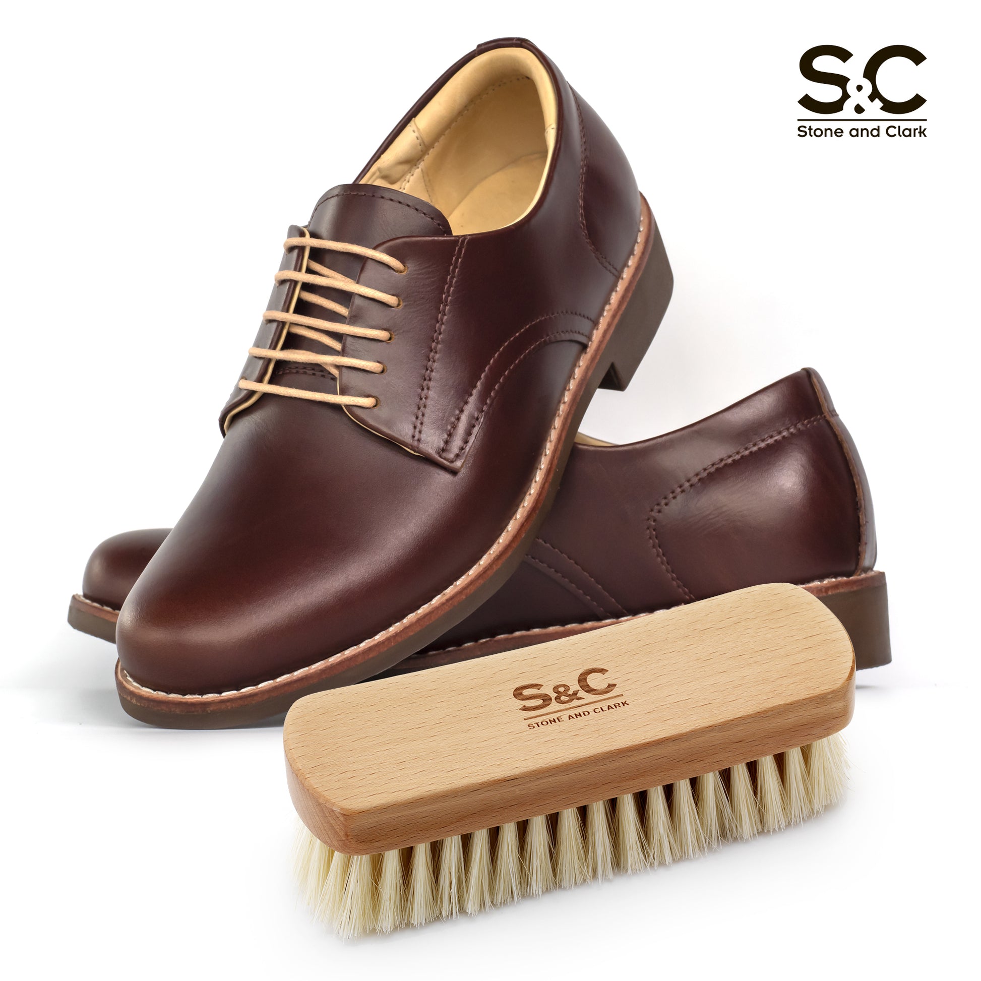 Stone and Clark Brown Horsehair Shoe Brush - Premium Leather Care